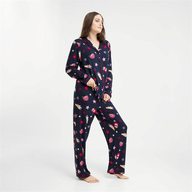 Navy Hot Choc - Urban Threads - Women's Long-Sleeve Pyjama Set