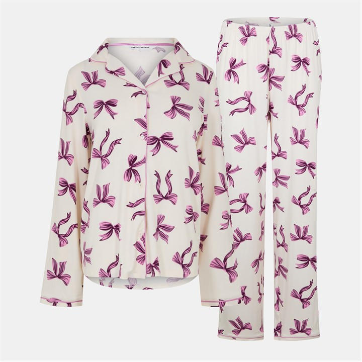Urban Threads Women's Cream Long-Sleeve Pyjama Set in Size 8, Sports Direct