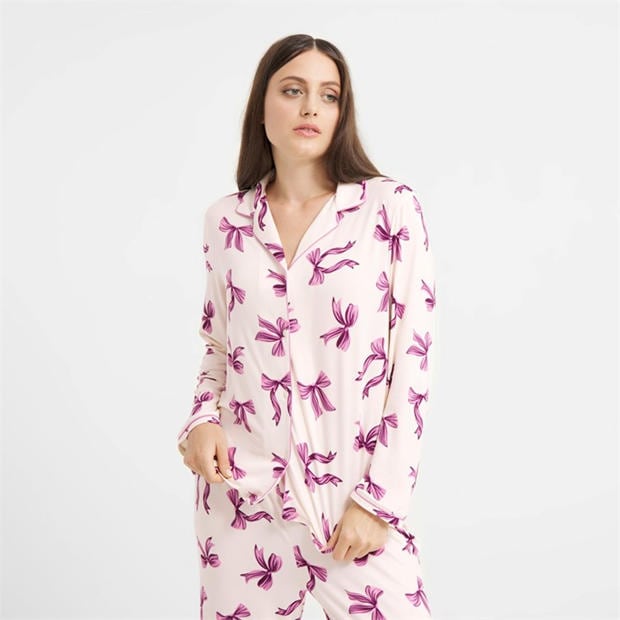 Purple Bows - Urban Threads - Women's Long-Sleeve Pyjama Set