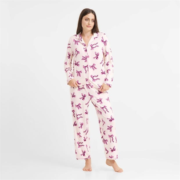 Purple Bows - Urban Threads - Women's Long-Sleeve Pyjama Set