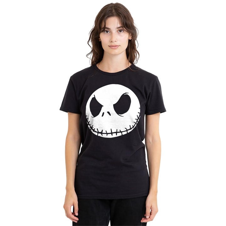 Disney Women's Black The Nightmare Before Christmas Jack Face T-S in Size XL, Sports Direct
