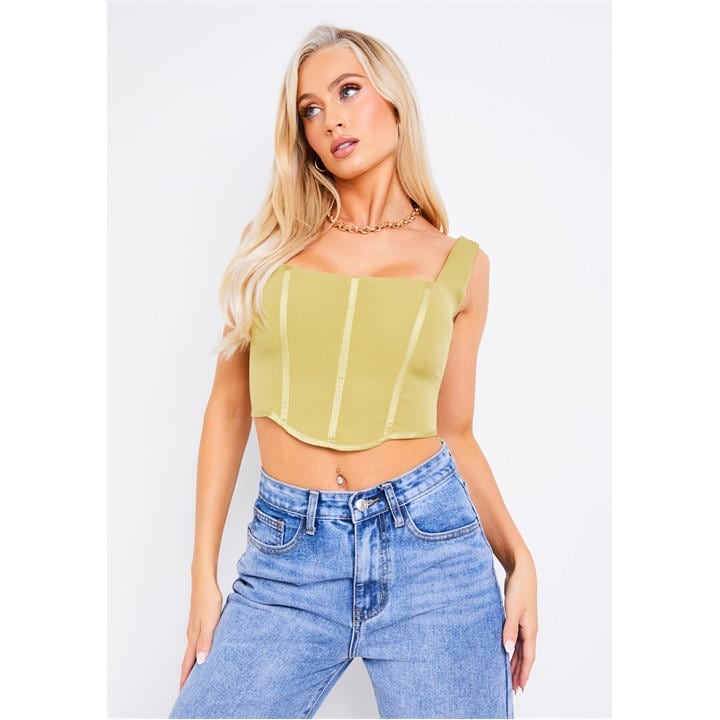 Missy Empire Women's Green Corset Top in Size 8, Sports Direct