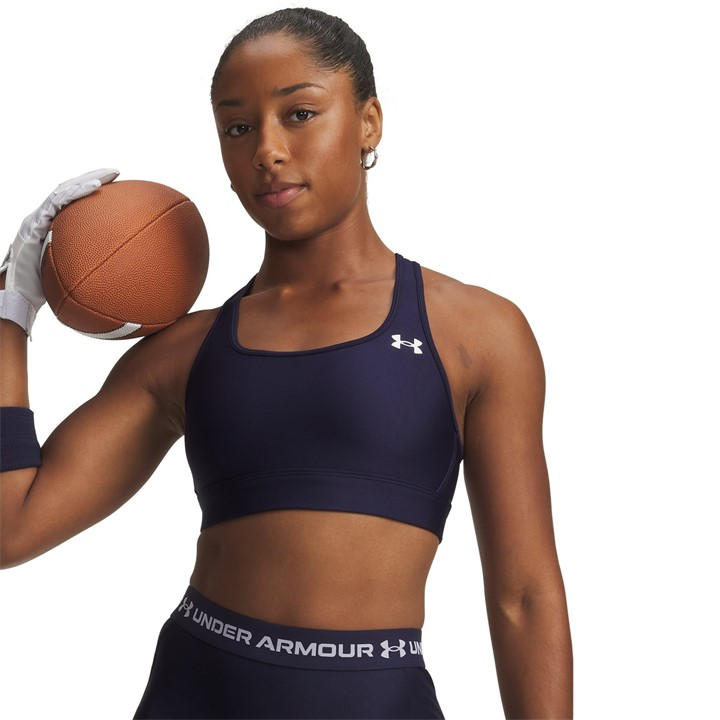 Under Armour Women's Blue Heatgear® Mid Support Sports Bra in Size 8, Sports Direct