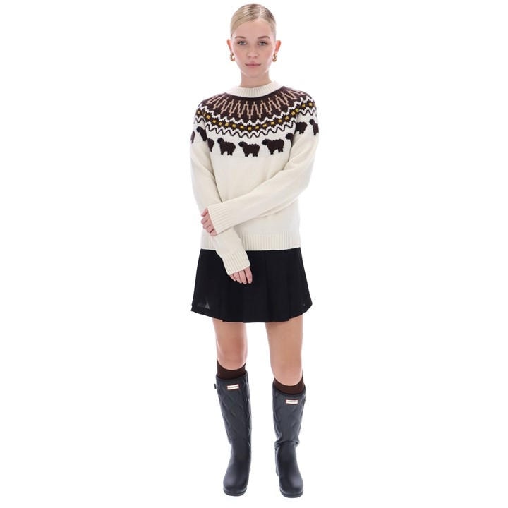 Hunter Women's Cream Fairisle Crew Neck Jumper in Size 8, Sports Direct