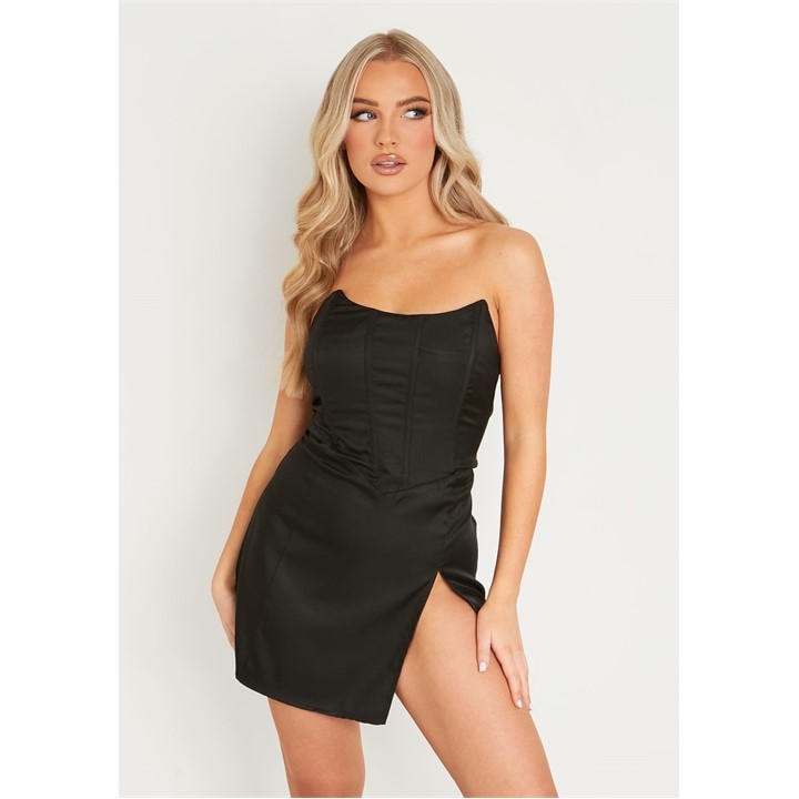 Missy Empire Women's Black Corset Mini Dress in Size 6, Sports Direct