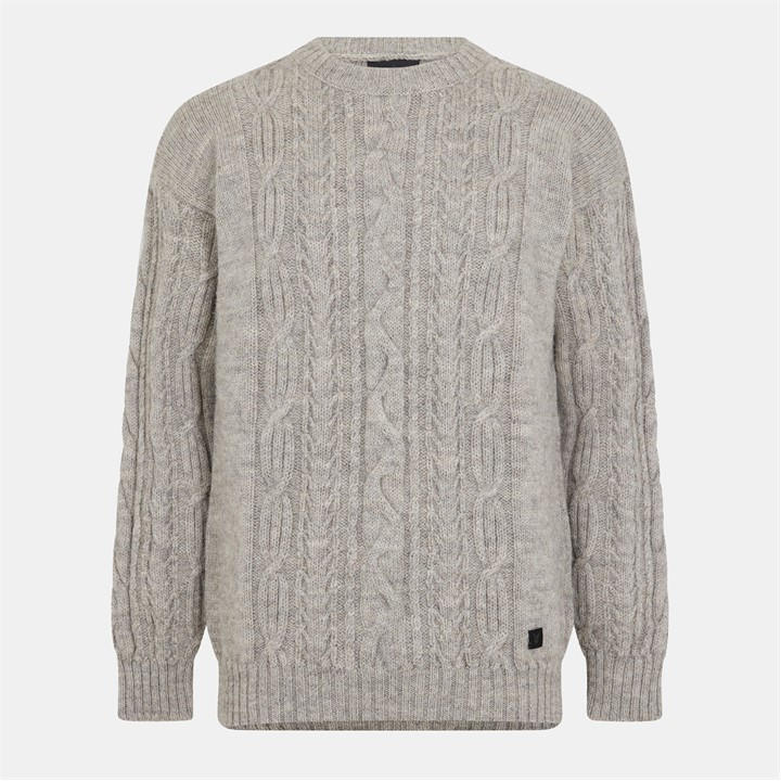Lyle And Scott Men's Beige Cable Knit Jumper Medium