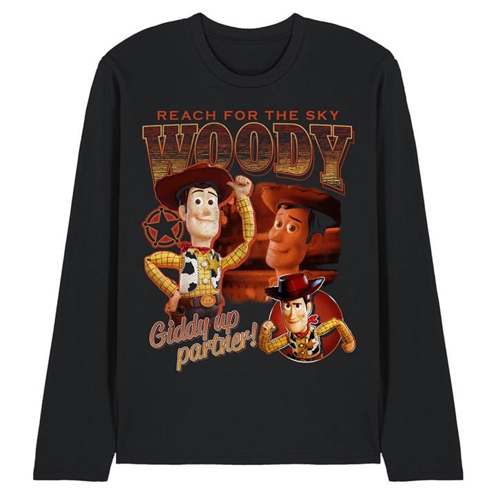Disney Men's Black Toy Story Sheriff Woody Homage Long Sleeve T-Shirt in Size 2XL, Sports Direct