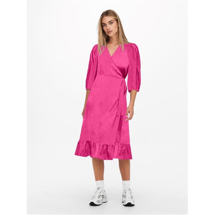 Only Women's Pink Olivia Wrap Dress in Size 12, Sports Direct
