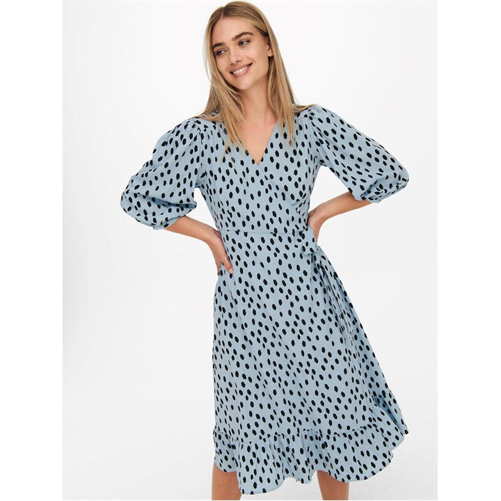 Only Women's Blue Olivia Wrap Dress in Size 10, Sports Direct