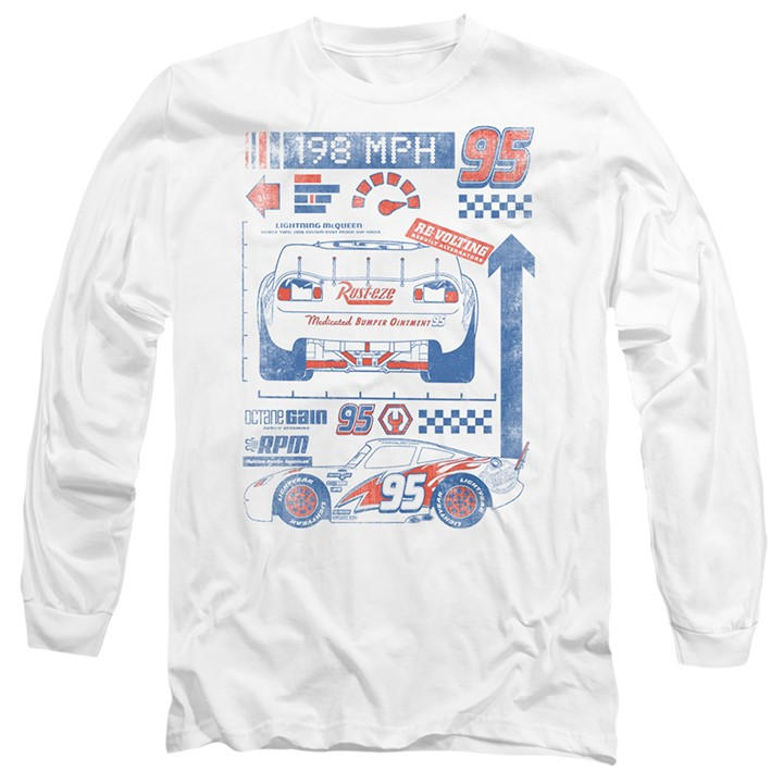 Disney Men' White Cars Lightning Mcqueen 198 Long Sleeve T-Shirt Wh in Size S, Sports Direct