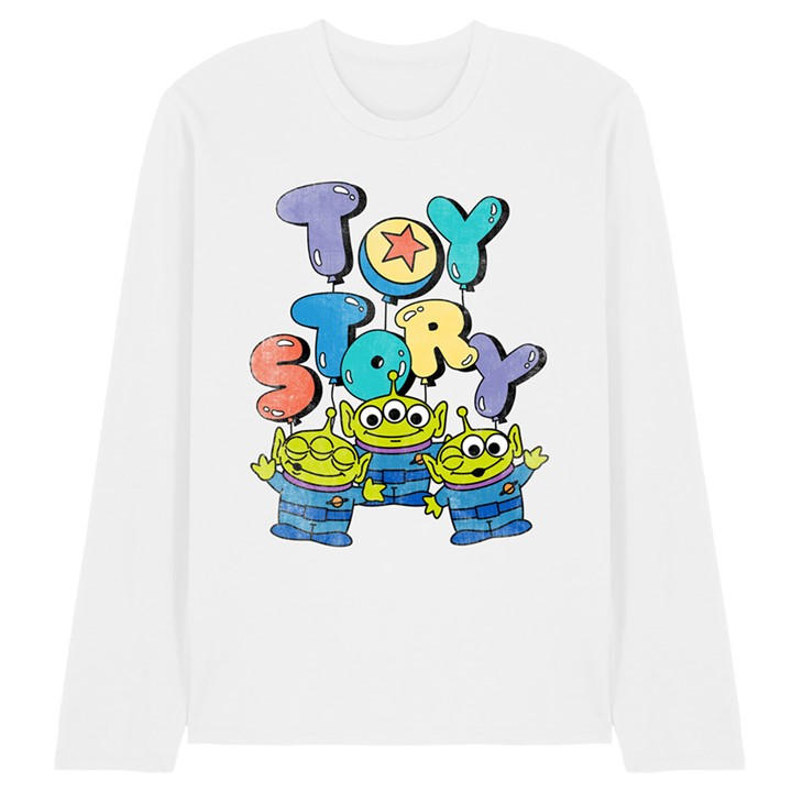 Disney Men's White Toy Story Alien Balloons Long Sleeve T-Shirt Whit in Size 2XL, Sports Direct