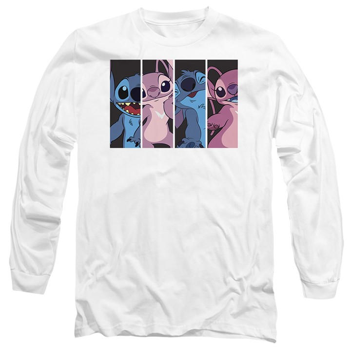 Disney Men's White Lilo Stitch Angel Stitch Boxes Long Sleeve T-Shirt in Size L, Sports Direct