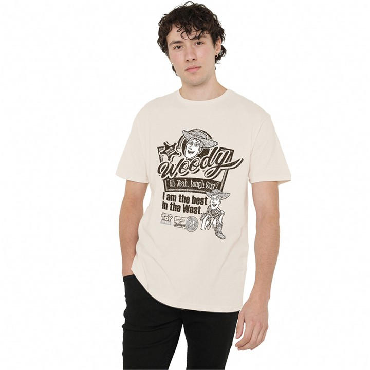 Disney Men' Beige Toy Story Woody Best In The West T-Shirt Natural in Size S, Sports Direct
