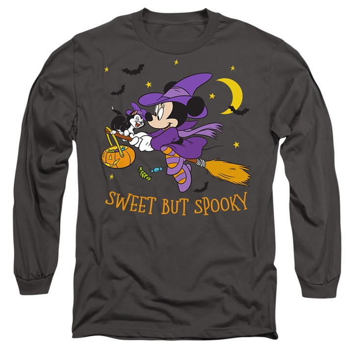Disney Men's Grey Minnie Mouse Spooky Witch Long Sleeve T-Shirt Cha in Size M, Sports Direct