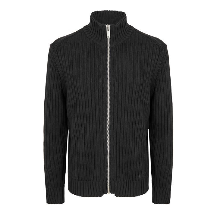 Hugo Men's Black Sriton 10273681 01 Full Zip Knitted Top in Size L, Sports Direct