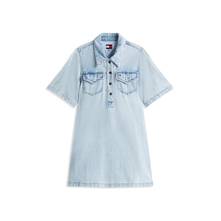 Tommy Jeans Women's Blue Tj Denim A-Line Dress in Size 10, Sports Direct