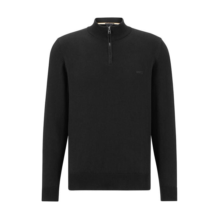 Boss Men's Black Padro-L Zipped Quarter-Zip Jumper in Size XL, Sports Direct