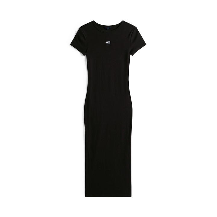 Tommy Jeans Women's Black Badge Ribbed Bodycon Dress in Size 12, Sports Direct