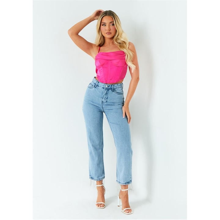 Missy Empire Women's Pink Satin Corset Top in Size 8, Sports Direct