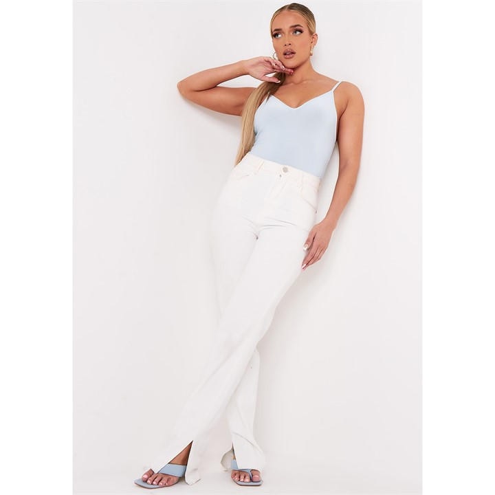 Missy Empire Women's Blue Smooth Plunge Strappy Bodysuit in Size 10, Sports Direct