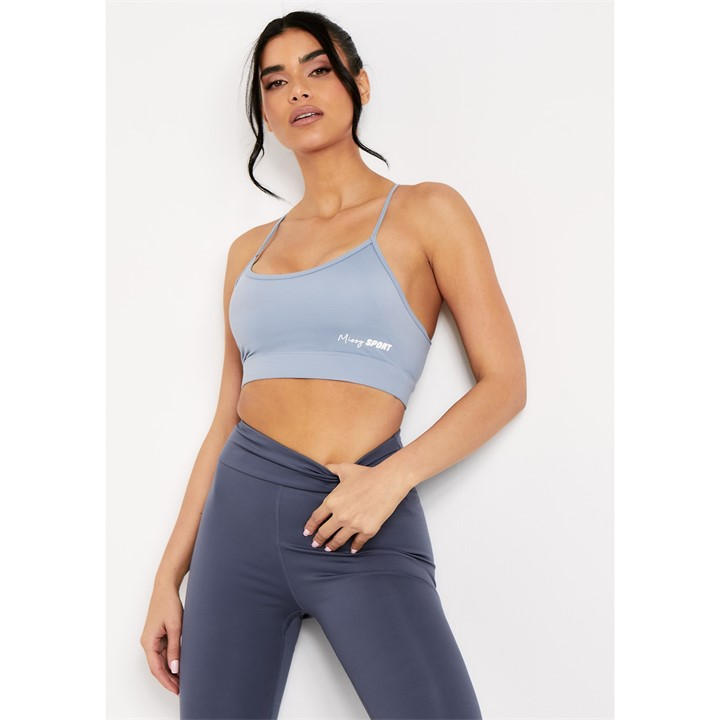Missy Empire Women's Blue Missy Sport Strappy Crop Gym Top in Size 6, Sports Direct