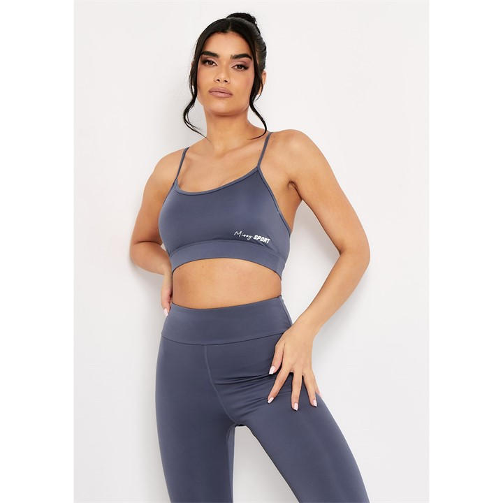 Missy Empire Women's Blue Missy Sport Strappy Crop Gym Top in Size 6, Sports Direct