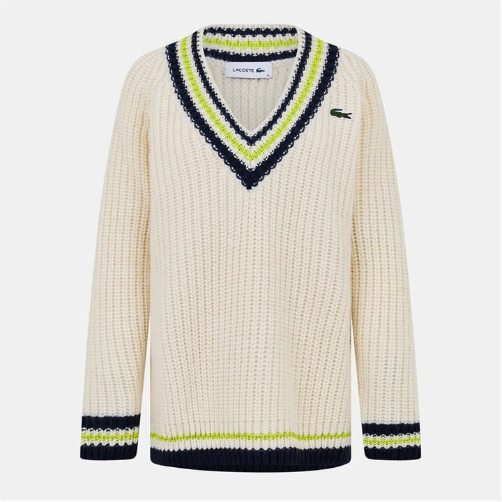 Lacoste Women's White Tricot Crew Neck Jumper in Size 10, Sports Direct