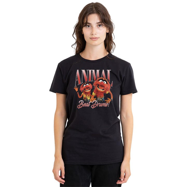 Disney Women's Black Muppets Animal Bootleg T-Shirt in Size L, Sports Direct