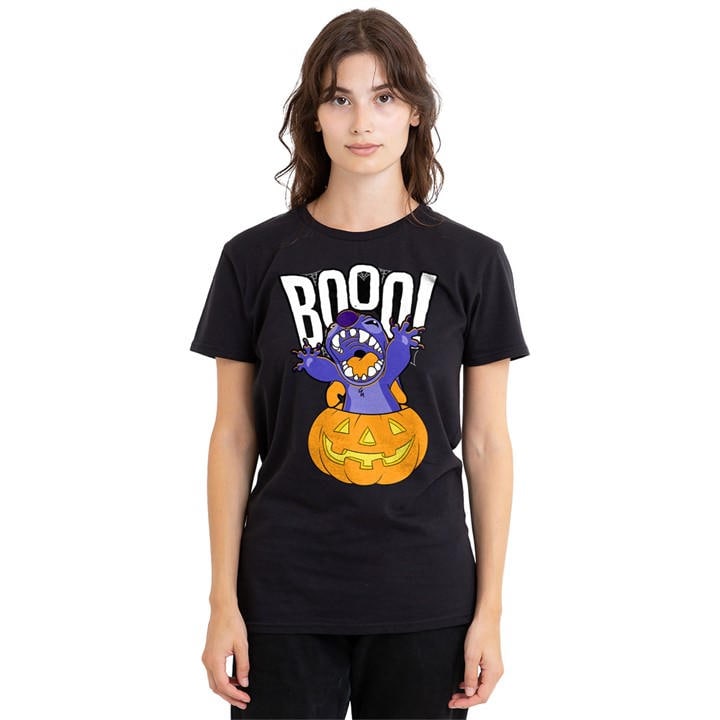 Disney Women' Black Lilo Stitch Laughing Pumpkin T-Shirt in Size S, Sports Direct