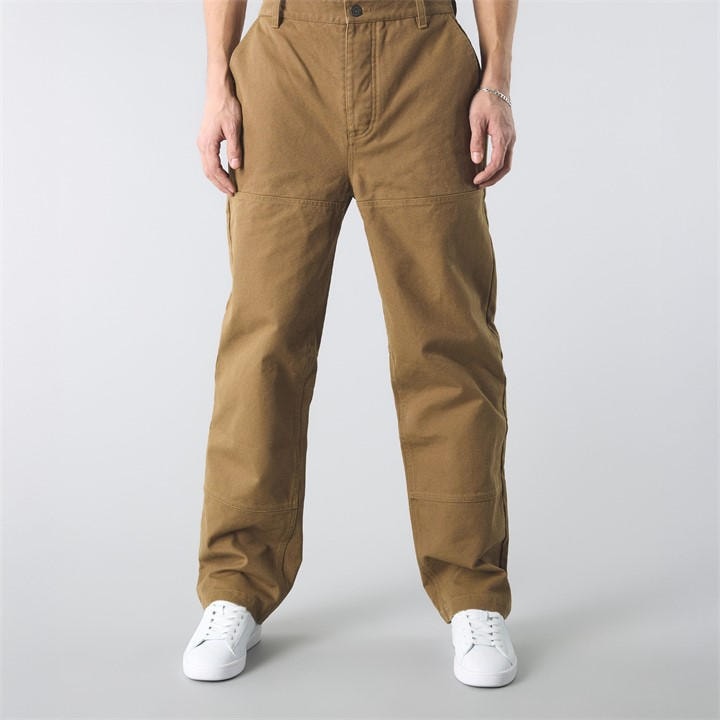 Pretty Green Men's Brown Brentwood Carpenter Wide Leg Jeans in Size 30, Sports Direct
