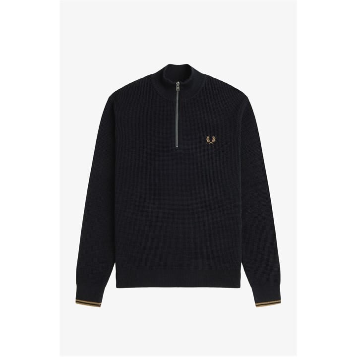 Fred Perry Men's Black Waffle Stitch Half Zip Jumper in Size XL, Sports Direct