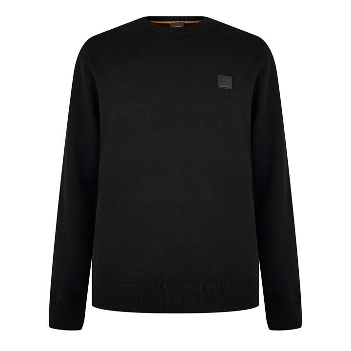 Boss Men's Black Orange Long Sleeve Crew Neck Jumper (Kanovano) in Size L, Sports Direct