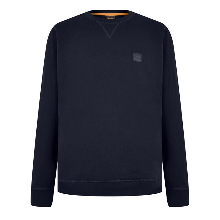 Boss Men' Blue Orange Long Sleeve Crew Neck Jumper (Kanovano) in Size S, Sports Direct