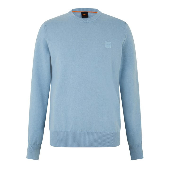 Boss Men's Blue Orange Long Sleeve Crew Neck Jumper (Kanovano) in Size XL, Sports Direct