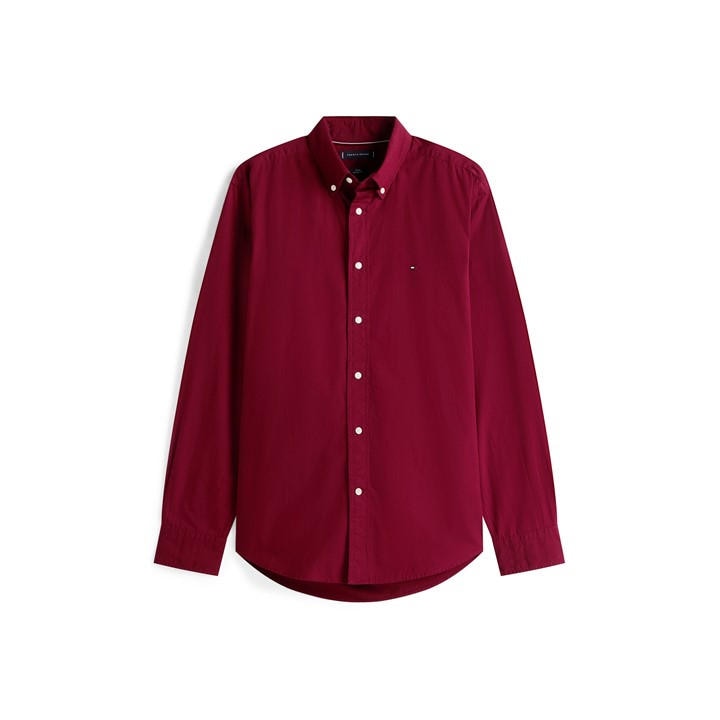 Tommy Hilfiger Men's Red Core Flex Long Sleeve Poplin Shirt in Size XL, Sports Direct