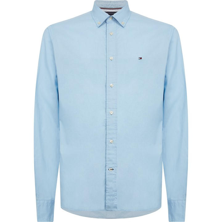 Tommy Hilfiger Men's Blue Core Flex Long Sleeve Poplin Shirt in Size M, Sports Direct