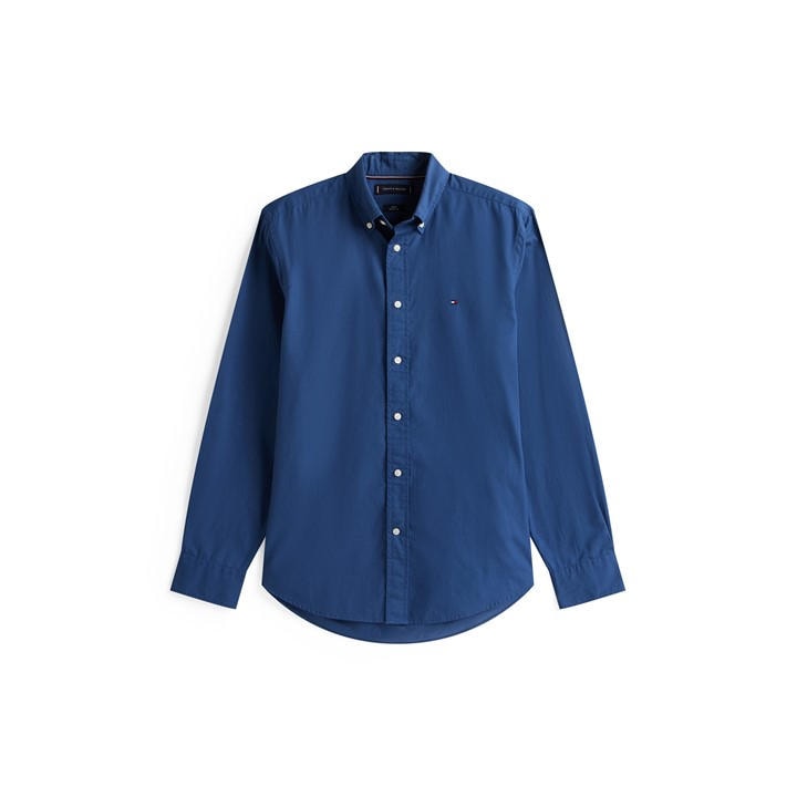 Tommy Hilfiger Men's Blue Core Flex Long Sleeve Poplin Shirt in Size 2XL, Sports Direct