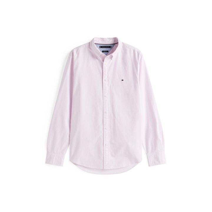 Tommy Hilfiger Men's Pink Core 1985 Flex Oxford Stripe Shirt in Size XL, Sports Direct