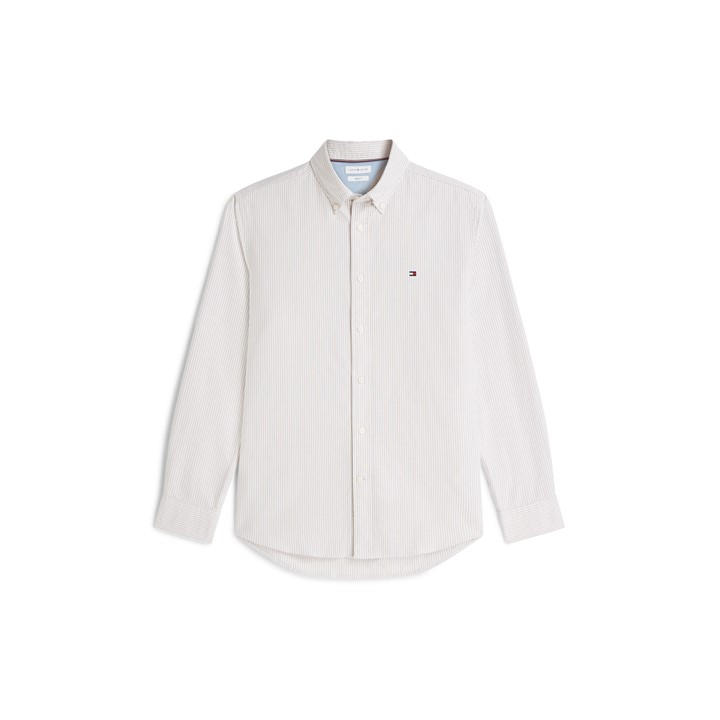 Tommy Hilfiger Men's Pink Core 1985 Flex Oxford Stripe Shirt in Size M, Sports Direct