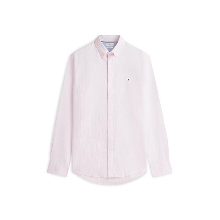 Tommy Hilfiger Men's Beige Core 1985 Flex Oxford Stripe Shirt in Size XL, Sports Direct