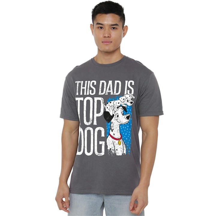 Disney Men' Grey 101 Dalmatians This Dad Is Top Dog T-Shirt Light in Size S, Sports Direct