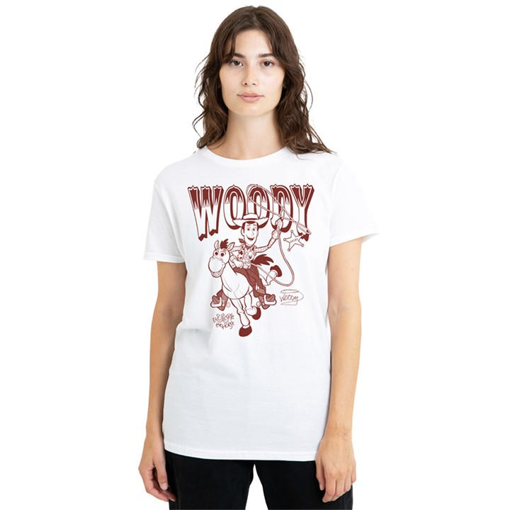 Disney Women's White Toy Story Woody Bullseye Ride T Shirt, Sports Direct