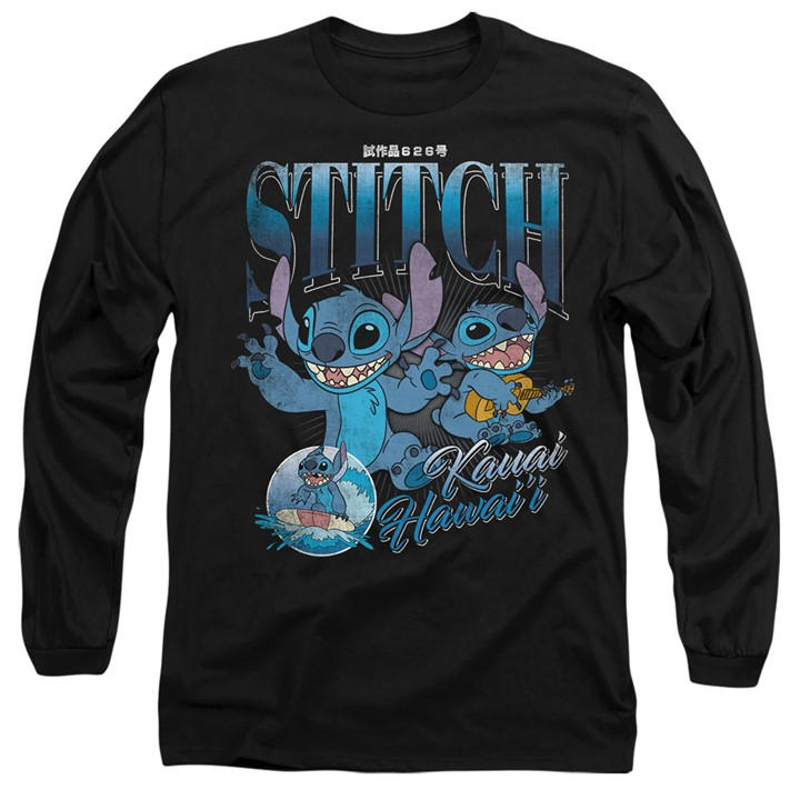 Disney Men' Black Lilo And Stitch Homage Long Sleeve T-Shirt in Size S, Sports Direct