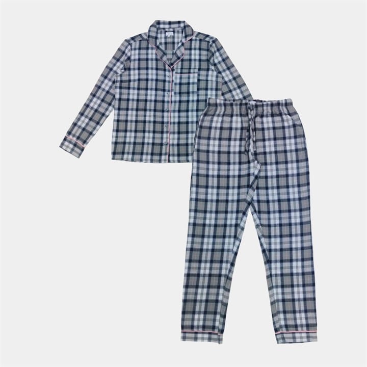Linea Women's Grey/Pink Star Cotton Long Sleeve Pyjama Set - 10 (38) - Image 2