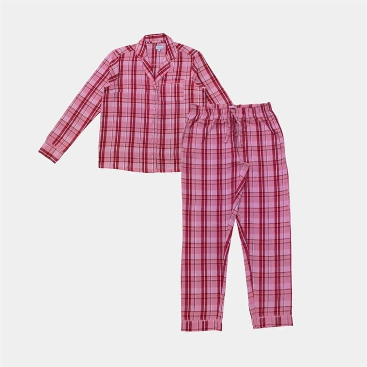 Linea Women's Pink Star Cotton Long Sleeve Pyjama Set in Size 8, Sports Direct