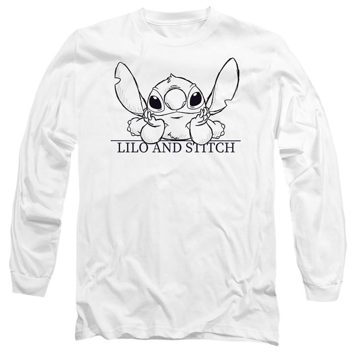 Disney Men's White Lilo Stitch Relax Sketch Long Sleeve T-Shirt Whit in Size 2XL, Sports Direct