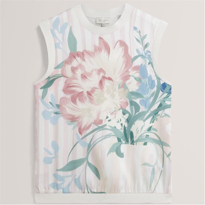 Ted Baker Women's Pink Floral Printed Front Knit Tank Top in Size 14, Sports Direct