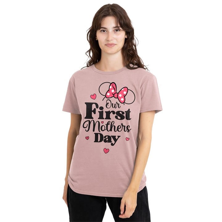 Disney Women's Pink Minnie Mouse First Mothers Day T-Shirt Powder Ros, Sports Direct