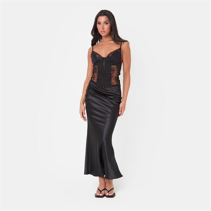 I Saw It First Women's Black Lace Corset Top in Size 14, Sports Direct