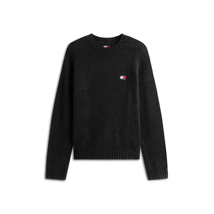 Tommy Jeans Men's Black Tj Badge Crew Knit Sn61 in Size M, Sports Direct